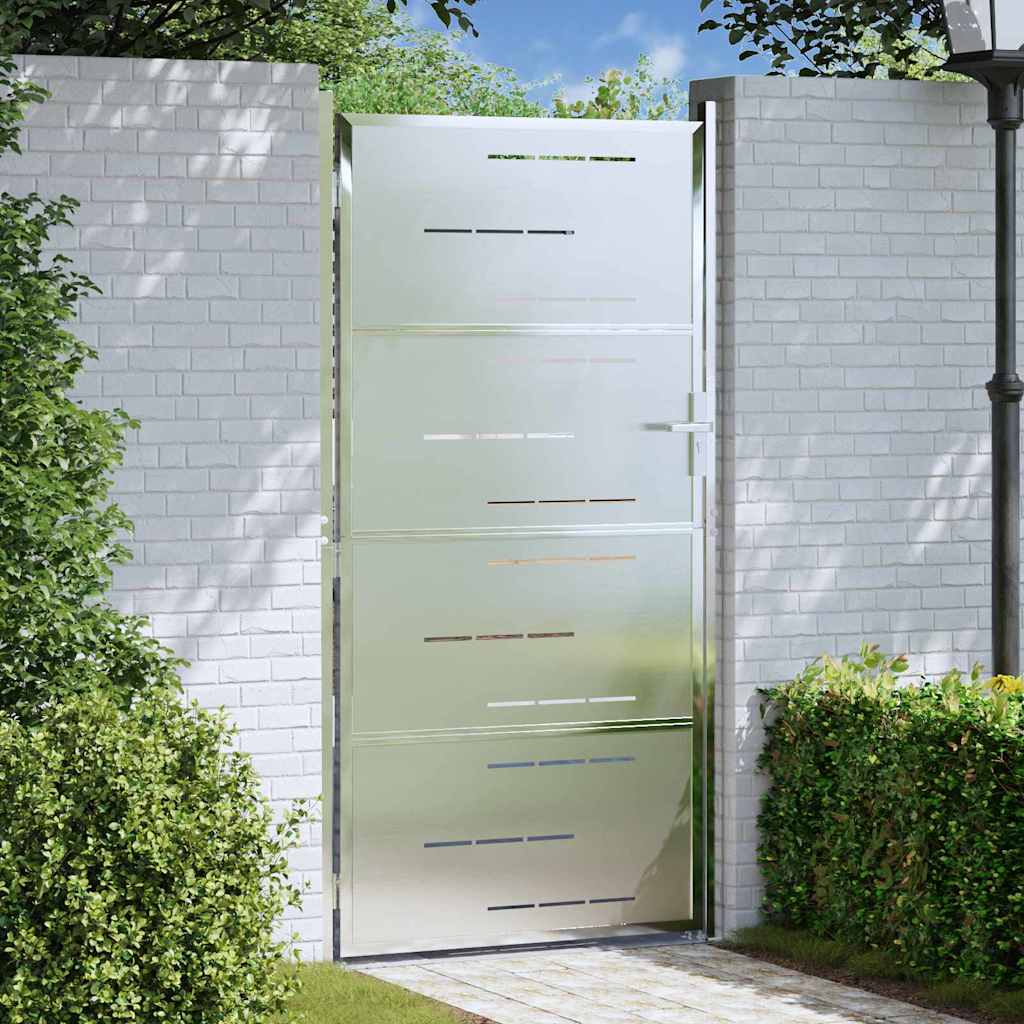 Cancello da giardino Argento 85 x 196 cm Acciaio inossidabile