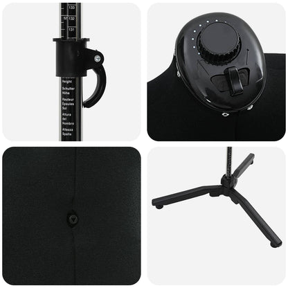 Manichino regolabile maschile Nero 37.5-45.5 pollici Tessuto