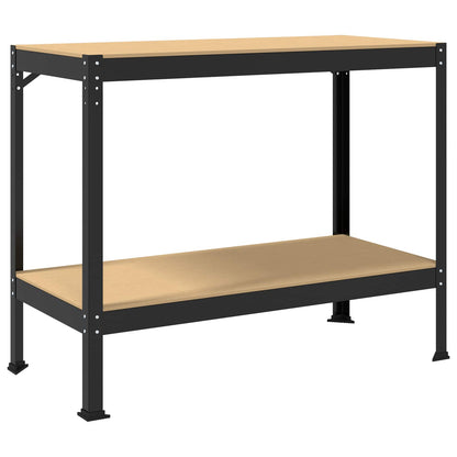 Banco da lavoro con lo scaffale Nero 115 x 55 x 91 cm