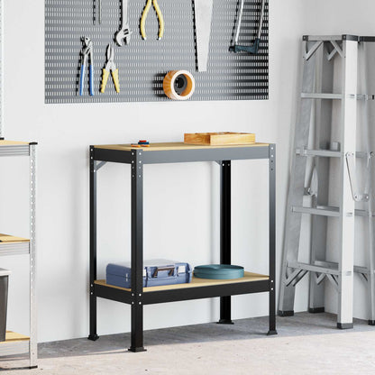 Banco da lavoro con lo scaffale Nero 81 x 41 x 91 cm