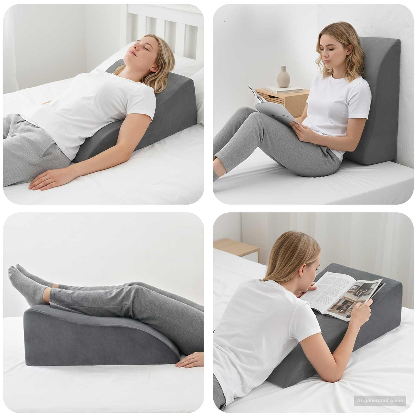 Cuscino per Gambe Grigio 68 x 41 x 24 cm Schiuma PU