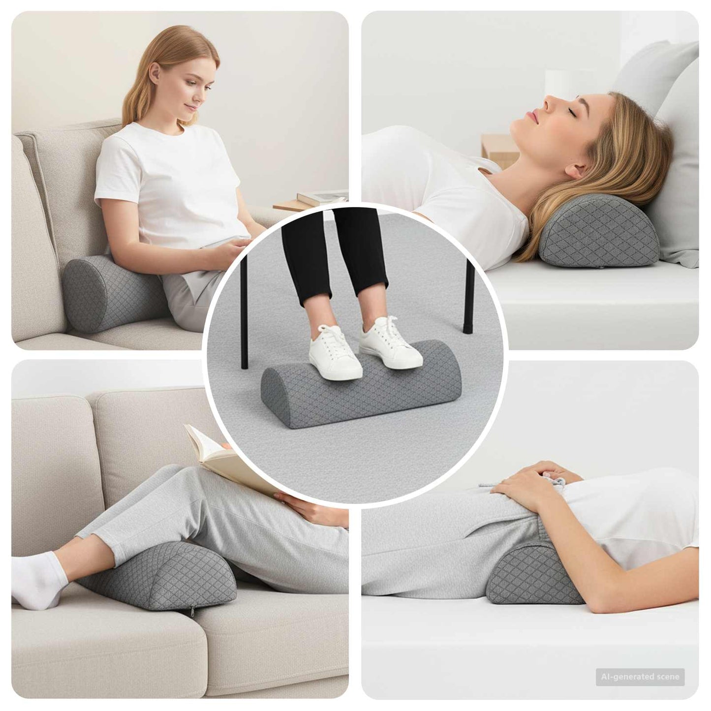 Cuscino per Gambe Grigio 52 x 20 x 11 cm Schiuma Memory