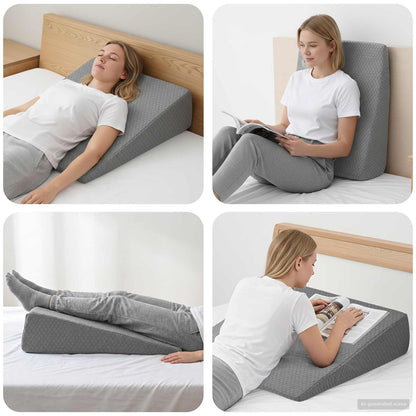 Cuscino a Wedge Grigio 69 x 64 x 19 cm Schiuma Memory