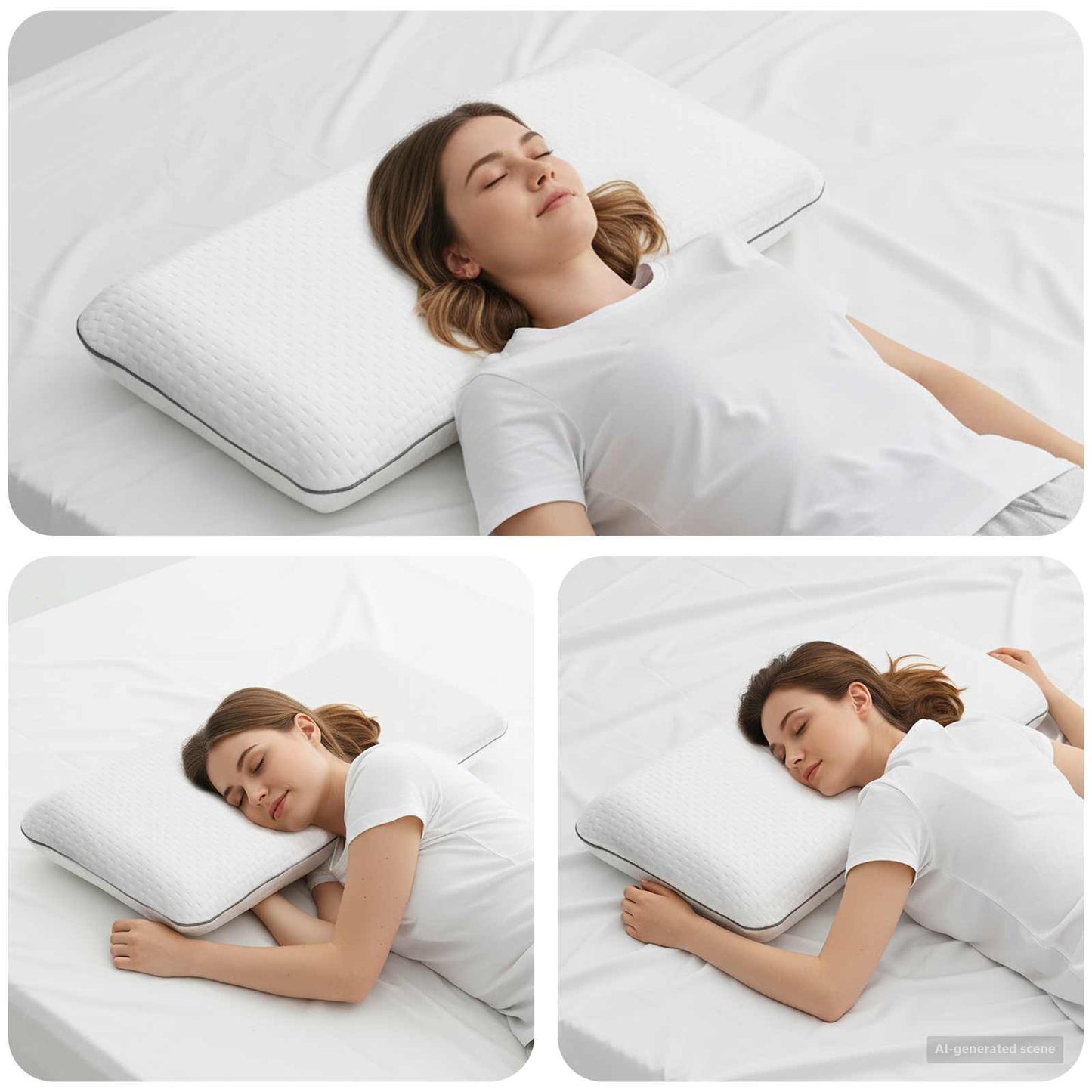 Cuscino da Letto Tinta unita Bianco 70 x 40 x 14 cm Schiuma Gel