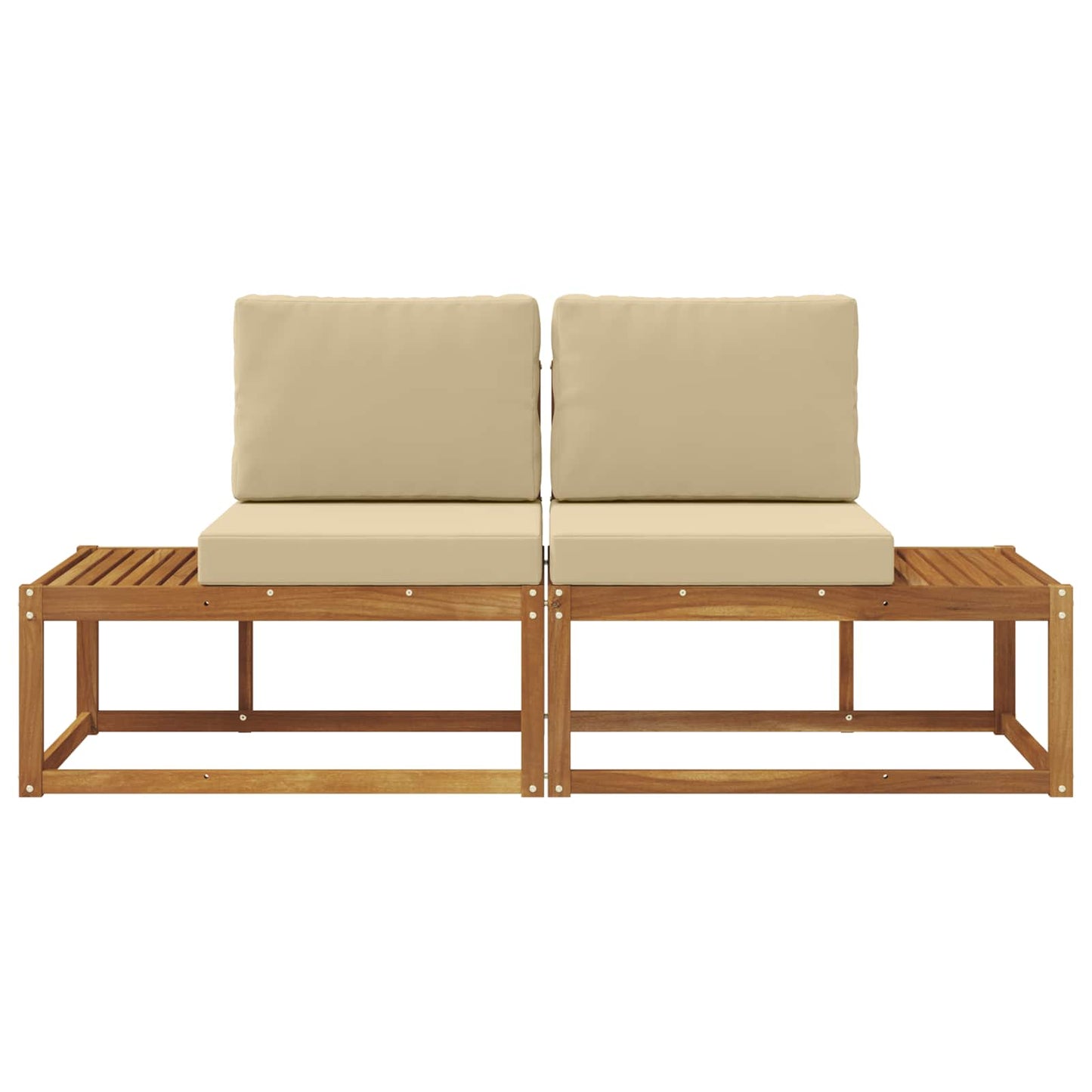 Divano da Esterno con cuscino 2 Pezzo Naturale e Beige