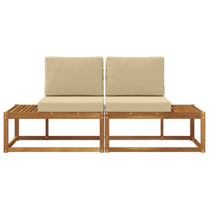 Divano da Esterno con cuscino 2 Pezzo Naturale e Beige