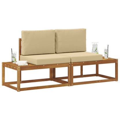 Divano da Esterno con cuscino 2 Pezzo Naturale e Beige
