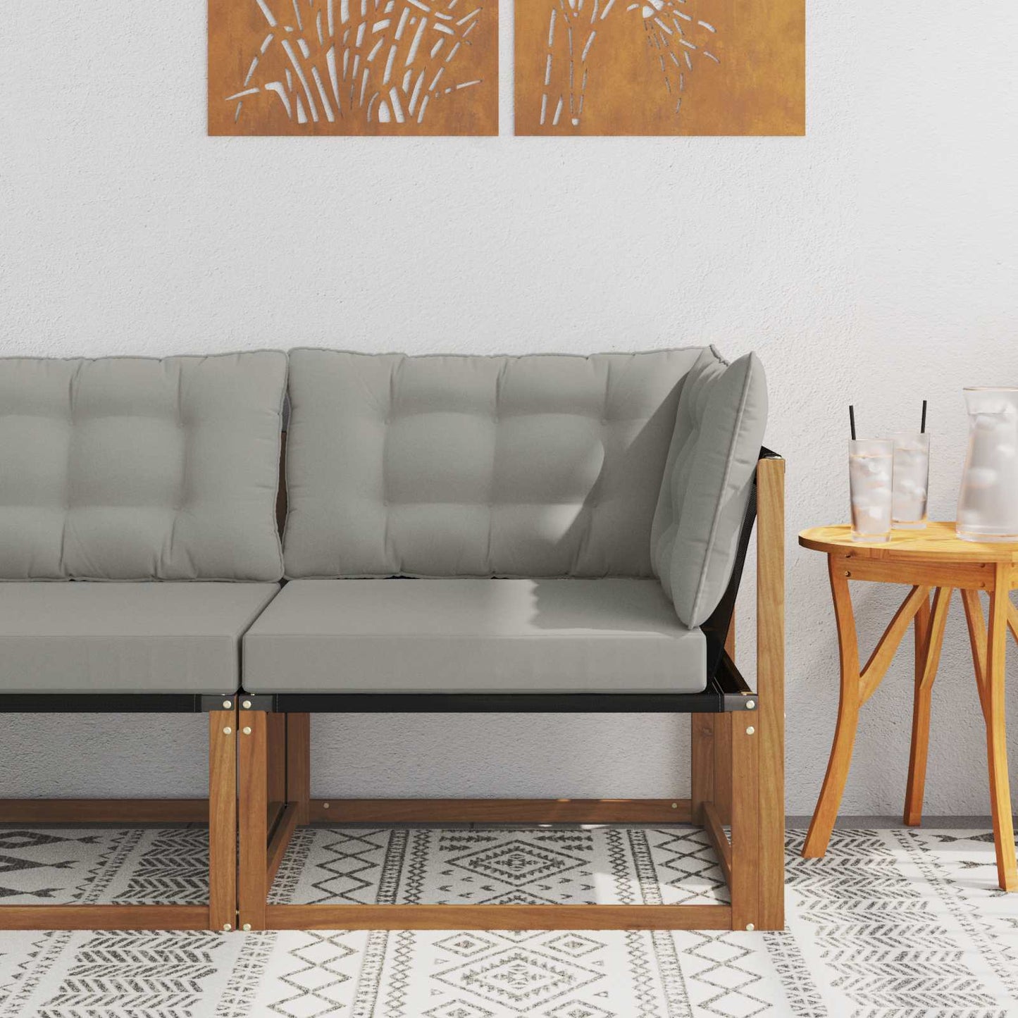 Divano Angolare da Esterno Legno di Acacia Massello Naturale