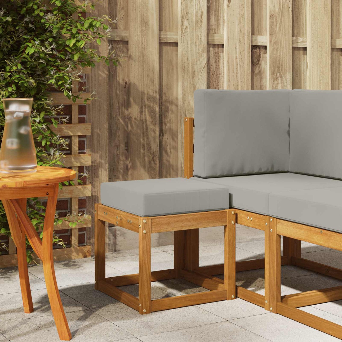 Panca Sgabello Grigio Naturale e Chiaro 43 x 43 x 37 cm