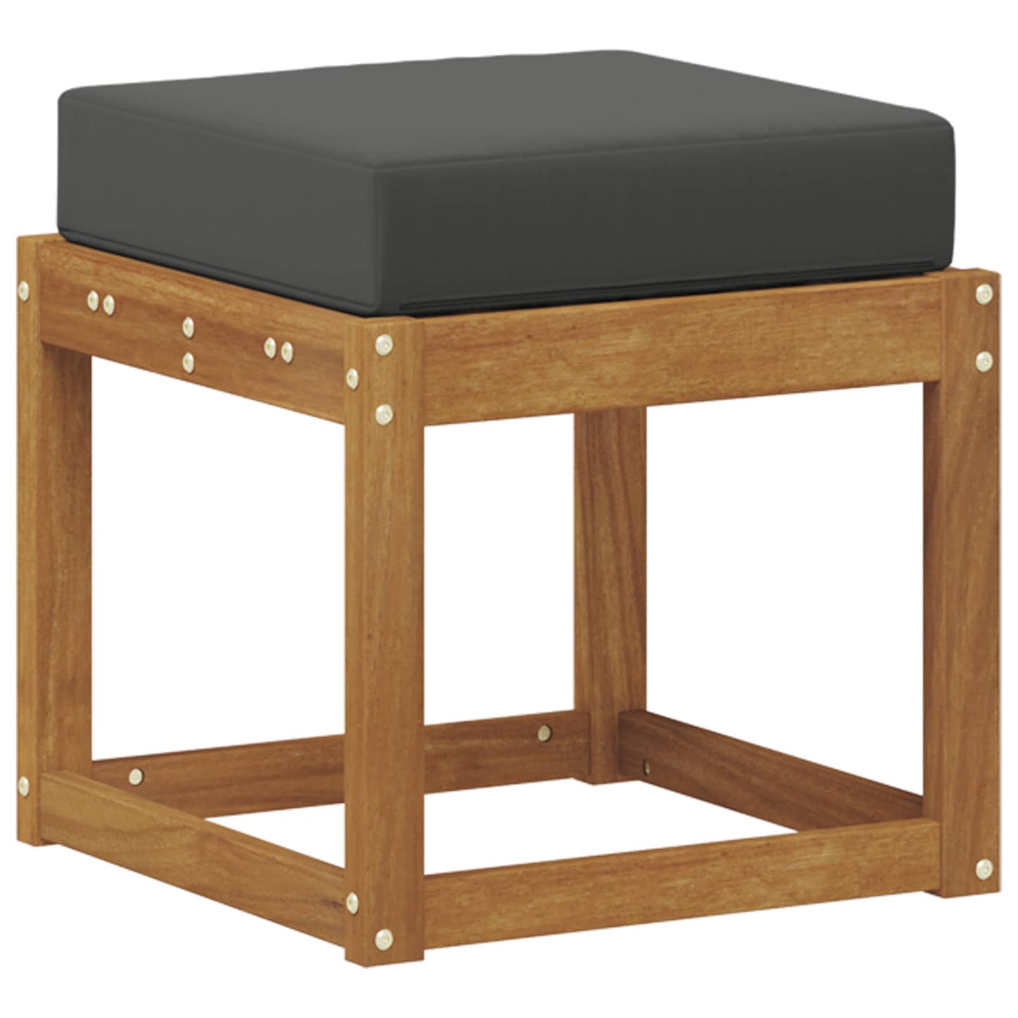Panca Sgabello con cuscino Naturale e Antracite 43 x 43 x 37 cm