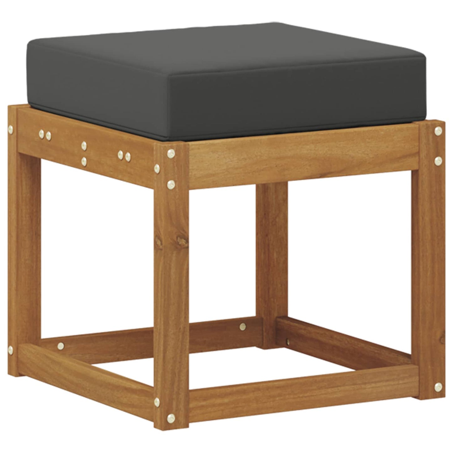 Panca Sgabello con cuscino Naturale e Antracite 43 x 43 x 37 cm