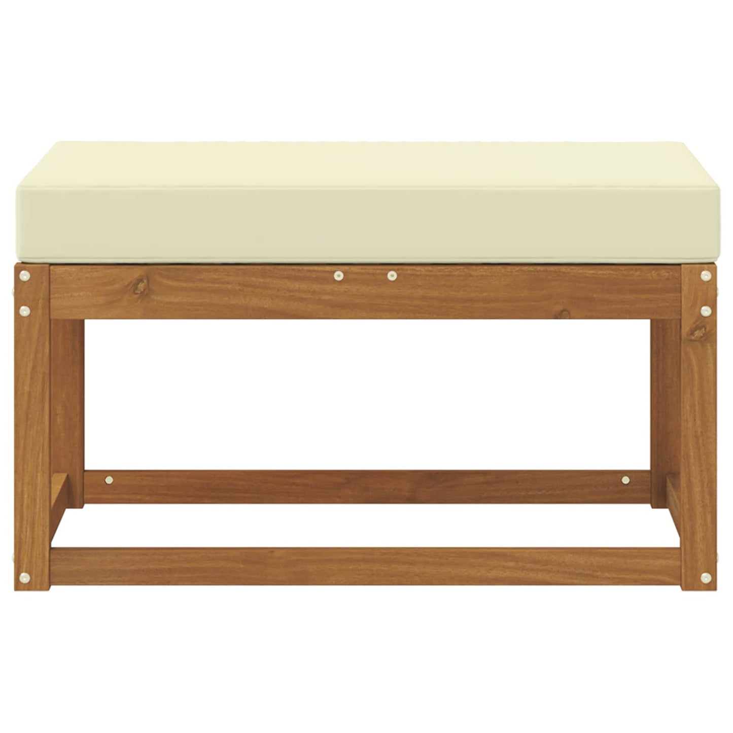 Panca da giardino con cuscino Naturale e Crema 79 x 43 x 37 cm