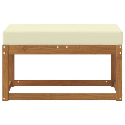 Panca da giardino con cuscino Naturale e Crema 79 x 43 x 37 cm