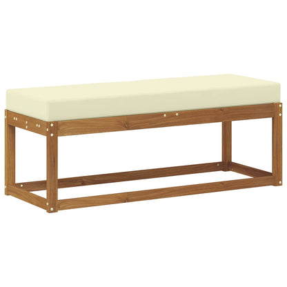 Panca da giardino con cuscino Naturale e Crema 115 x 43 x 45 cm