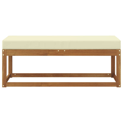 Panca da giardino con cuscino Naturale e Crema 115 x 43 x 45 cm