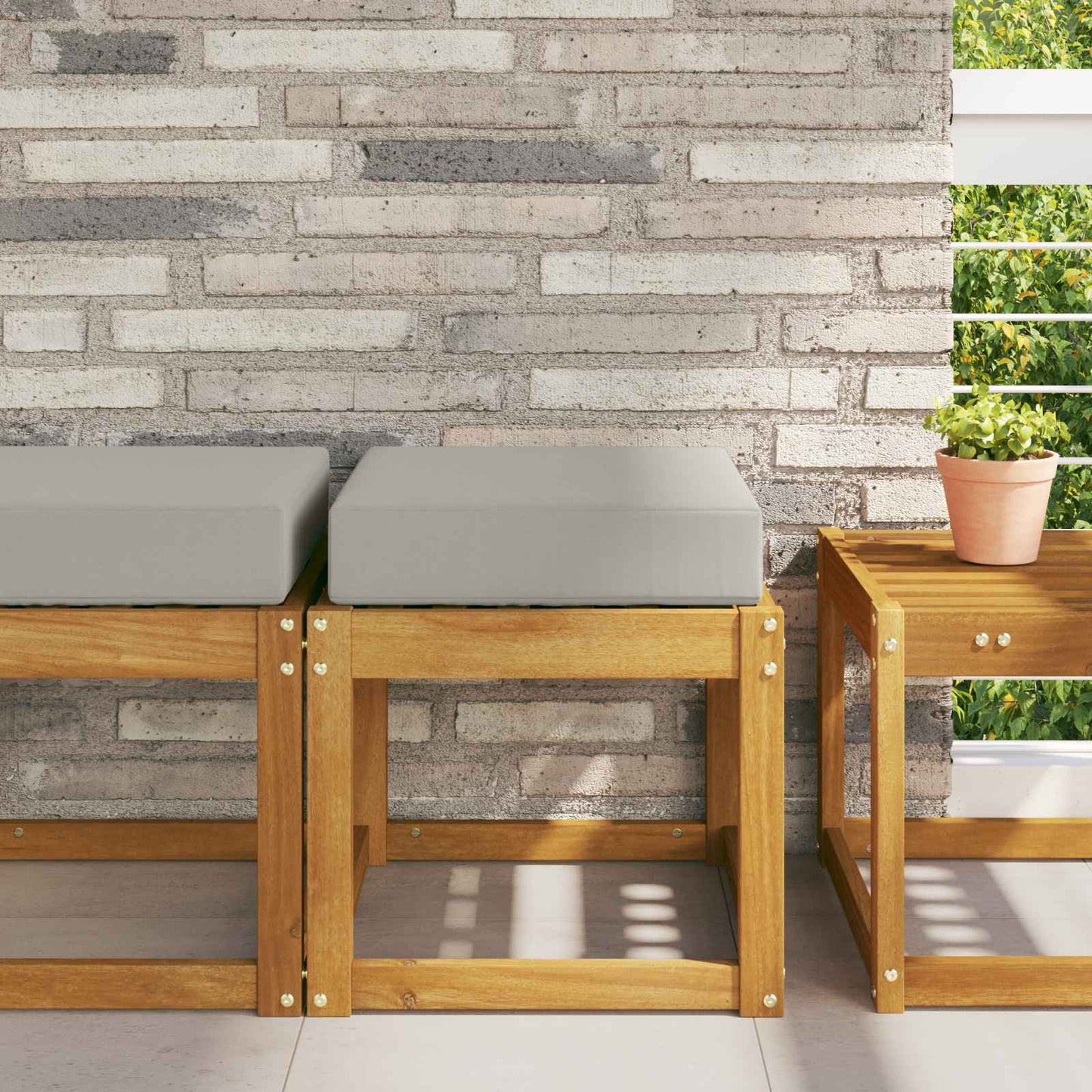 Cuscino da Sedia Esterno Grigio 40 x 40 x 8 cm 100% Poliestere