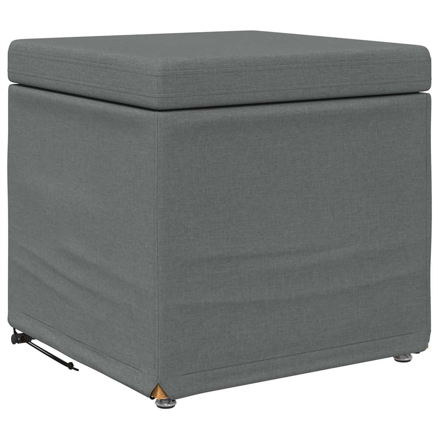 Pouf Grigio scuro Tessuto e Legno Ingegnerizzato