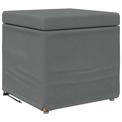 Pouf Grigio scuro Tessuto e Legno Ingegnerizzato