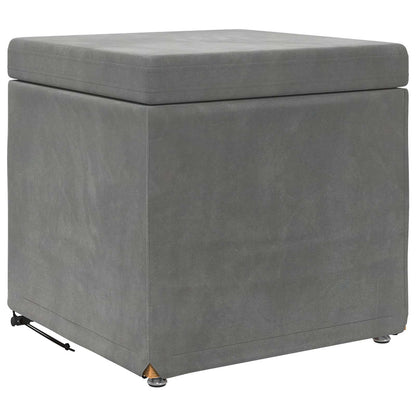 Pouf Grigio scuro Velluto e Legno Ingegnerizzato