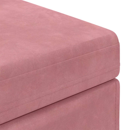 Pouf Rosa 41 x 41 x 40 cm Velluto e Legno Ingegnerizzato