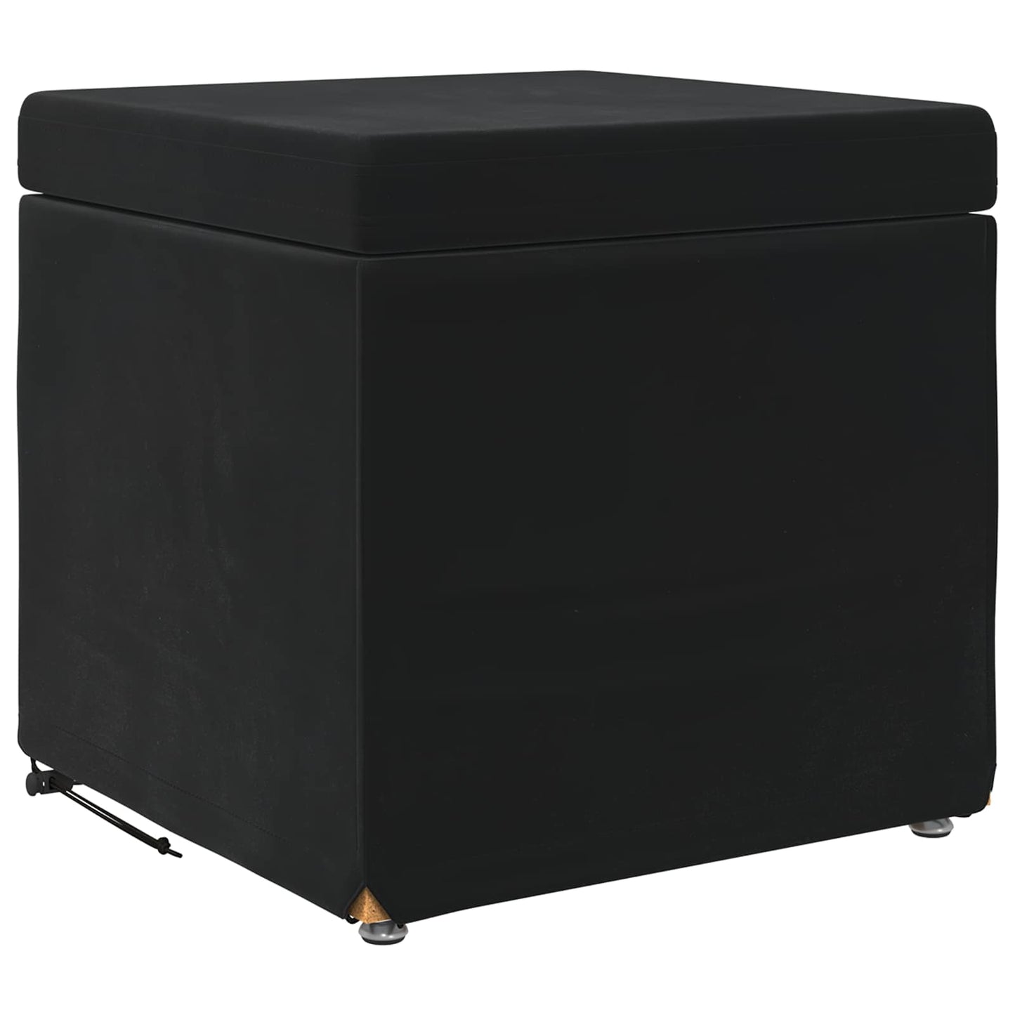 Pouf Nero 41 x 41 x 40 cm Velluto e Legno Ingegnerizzato