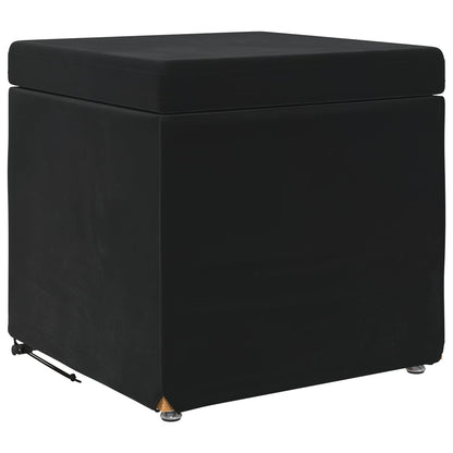 Pouf Nero 41 x 41 x 40 cm Velluto e Legno Ingegnerizzato