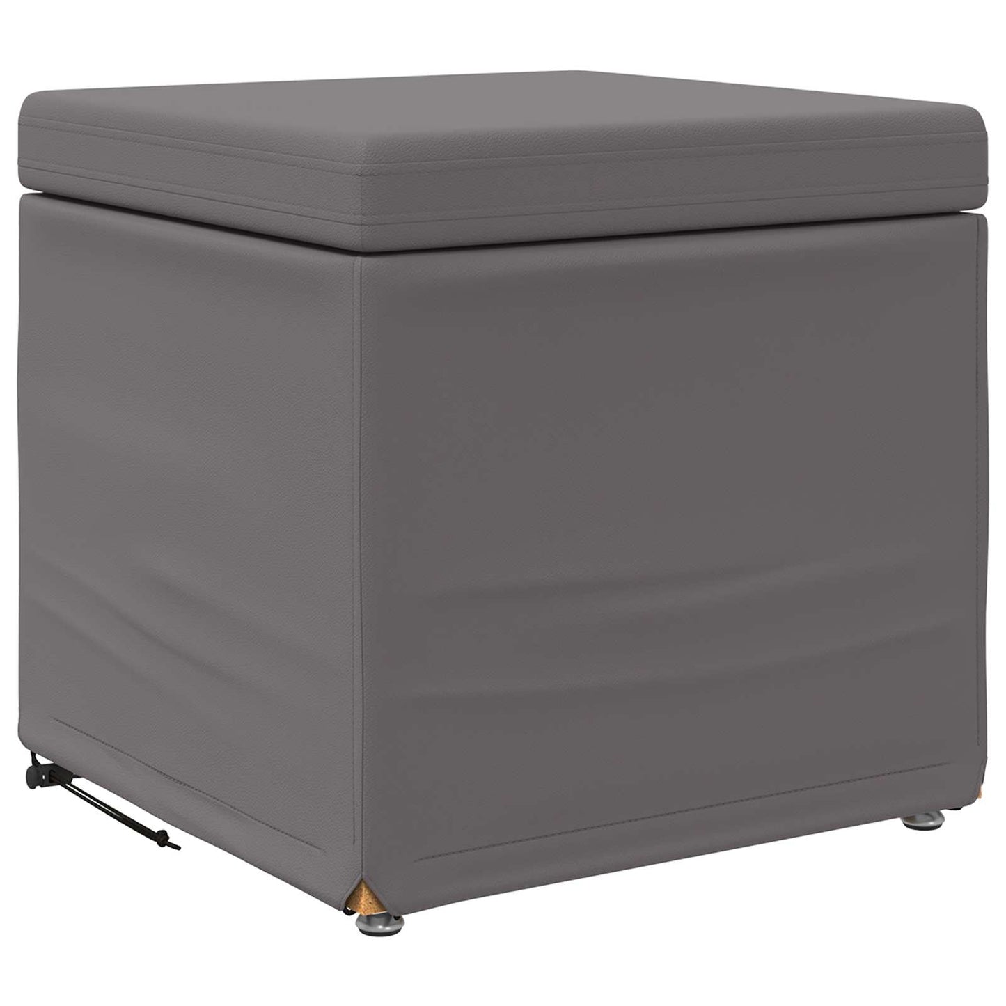 Pouf Grigio Pelle Sintetica e Legno Ingegnerizzato
