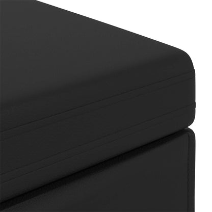 Pouf Nero Pelle Sintetica e Legno Ingegnerizzato