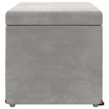 Pouf Grigio chiaro Velluto e Legno Ingegnerizzato
