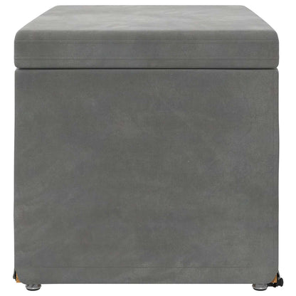 Pouf Grigio scuro Velluto e Legno Ingegnerizzato