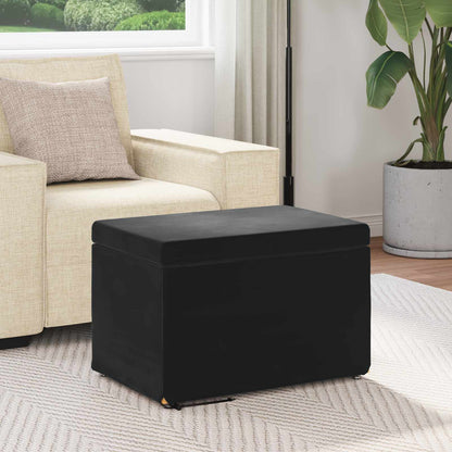 Pouf Nero 61 x 41 x 40 cm Velluto e Legno Ingegnerizzato