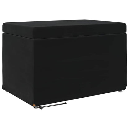 Pouf Nero 61 x 41 x 40 cm Velluto e Legno Ingegnerizzato