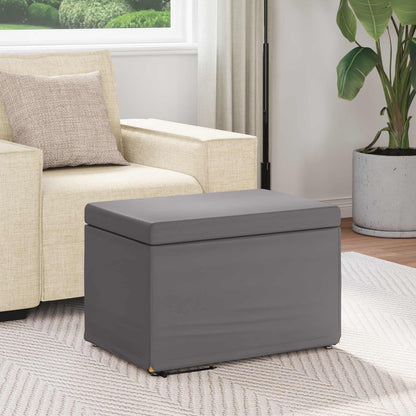 Pouf Grigio Pelle Sintetica e Legno Ingegnerizzato