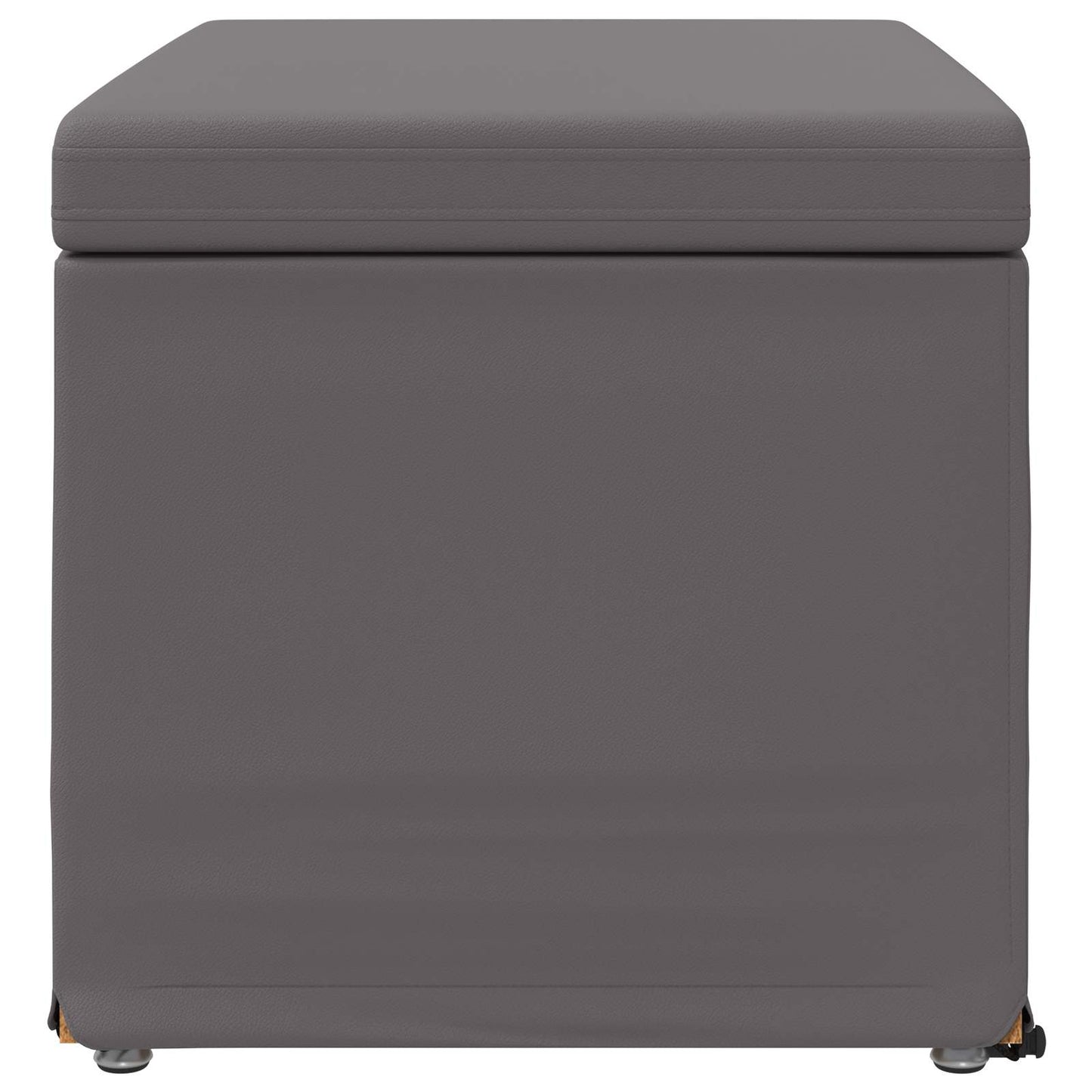 Pouf Grigio Pelle Sintetica e Legno Ingegnerizzato