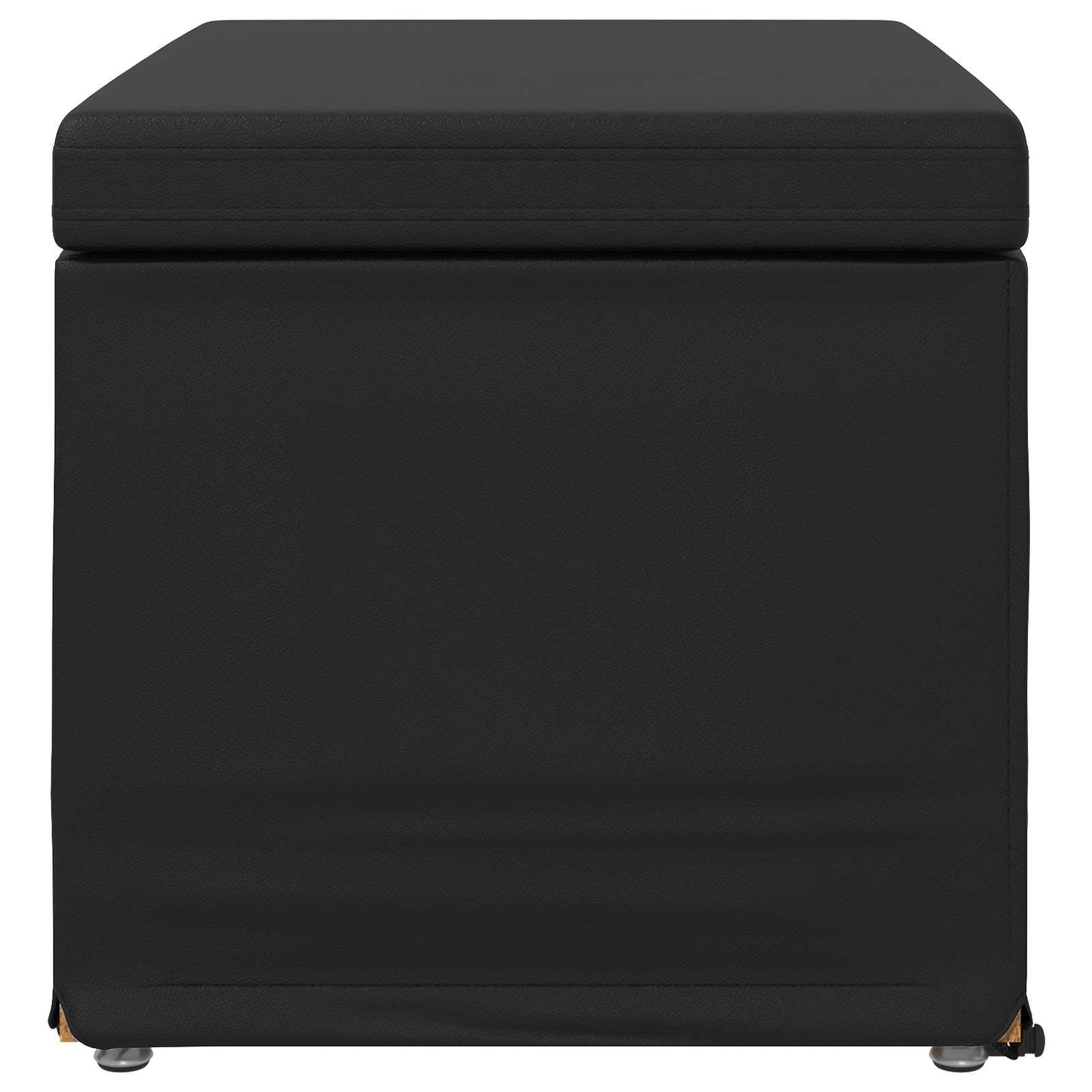 Pouf Nero Pelle Sintetica e Legno Ingegnerizzato