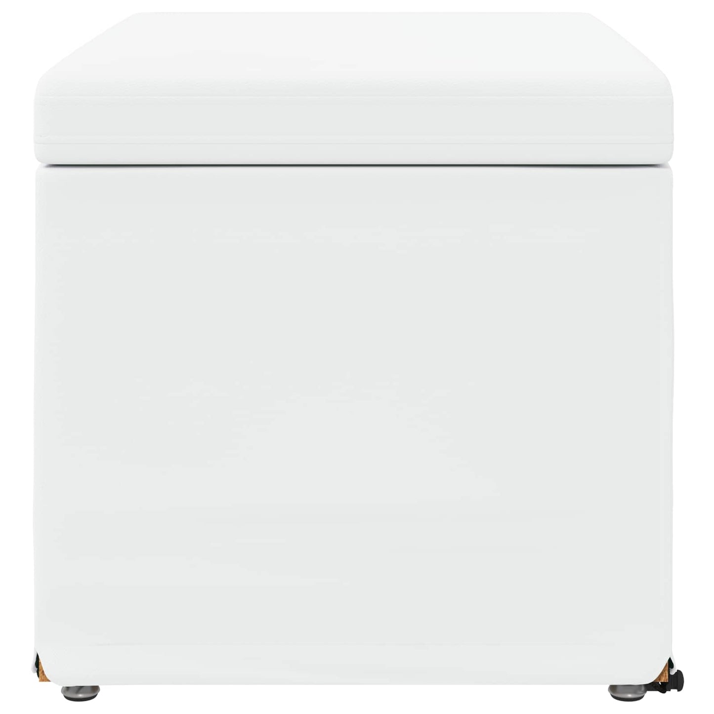Pouf Bianco Pelle Sintetica e Legno Ingegnerizzato