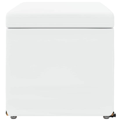 Pouf Bianco Pelle Sintetica e Legno Ingegnerizzato