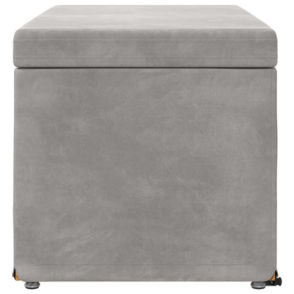 Pouf Grigio chiaro Velluto e Legno Ingegnerizzato