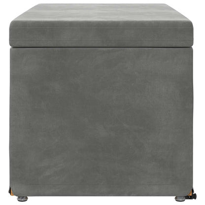 Pouf Grigio scuro Velluto e Legno Ingegnerizzato