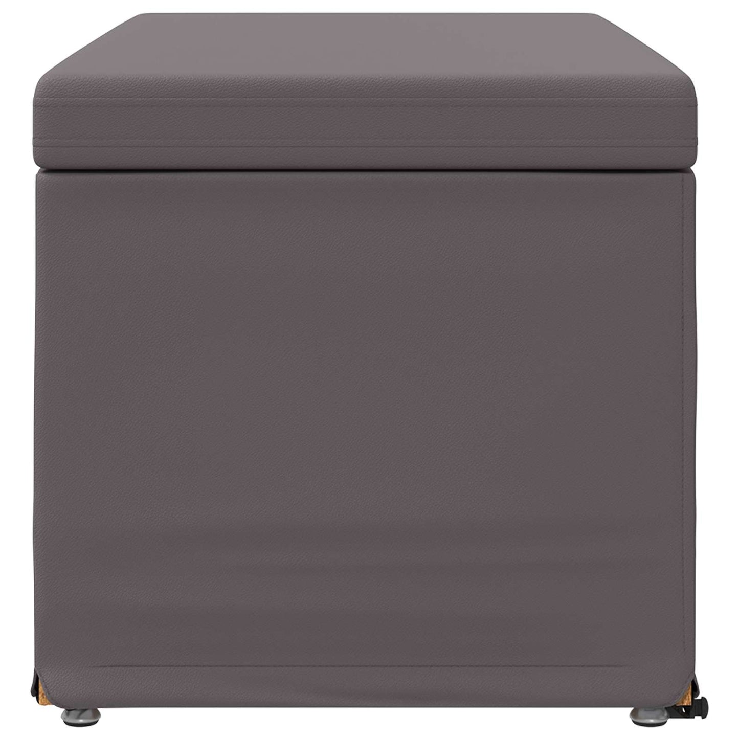 Pouf Grigio Pelle Sintetica e Legno Ingegnerizzato