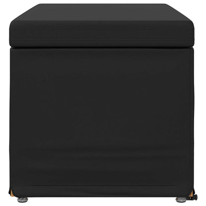 Pouf Nero Pelle Sintetica e Legno Ingegnerizzato