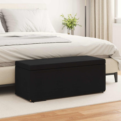 Pouf Nero 101 x 41 x 40 cm Tessuto e Legno Ingegnerizzato