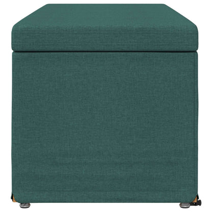 Pouf Verde Scuro Tessuto e Legno Ingegnerizzato