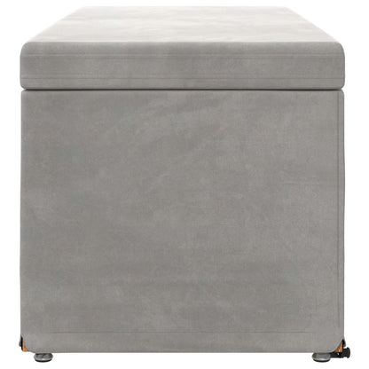 Pouf Grigio chiaro Velluto e Legno Ingegnerizzato