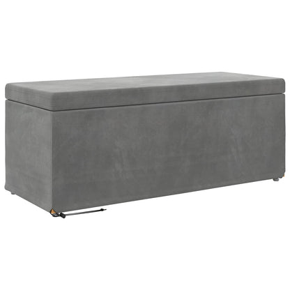 Pouf Grigio scuro Velluto e Legno Ingegnerizzato