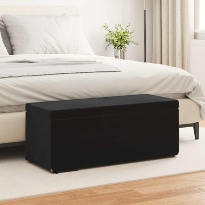 Pouf Nero 101 x 41 x 40 cm Velluto e Legno Ingegnerizzato