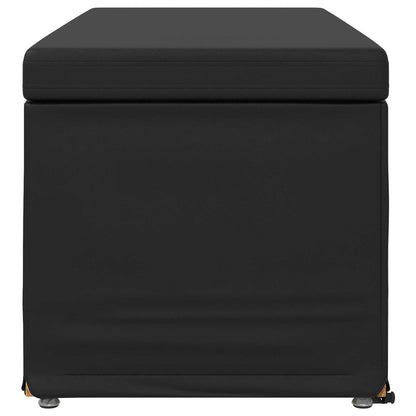 Pouf Nero Pelle Sintetica e Legno Ingegnerizzato