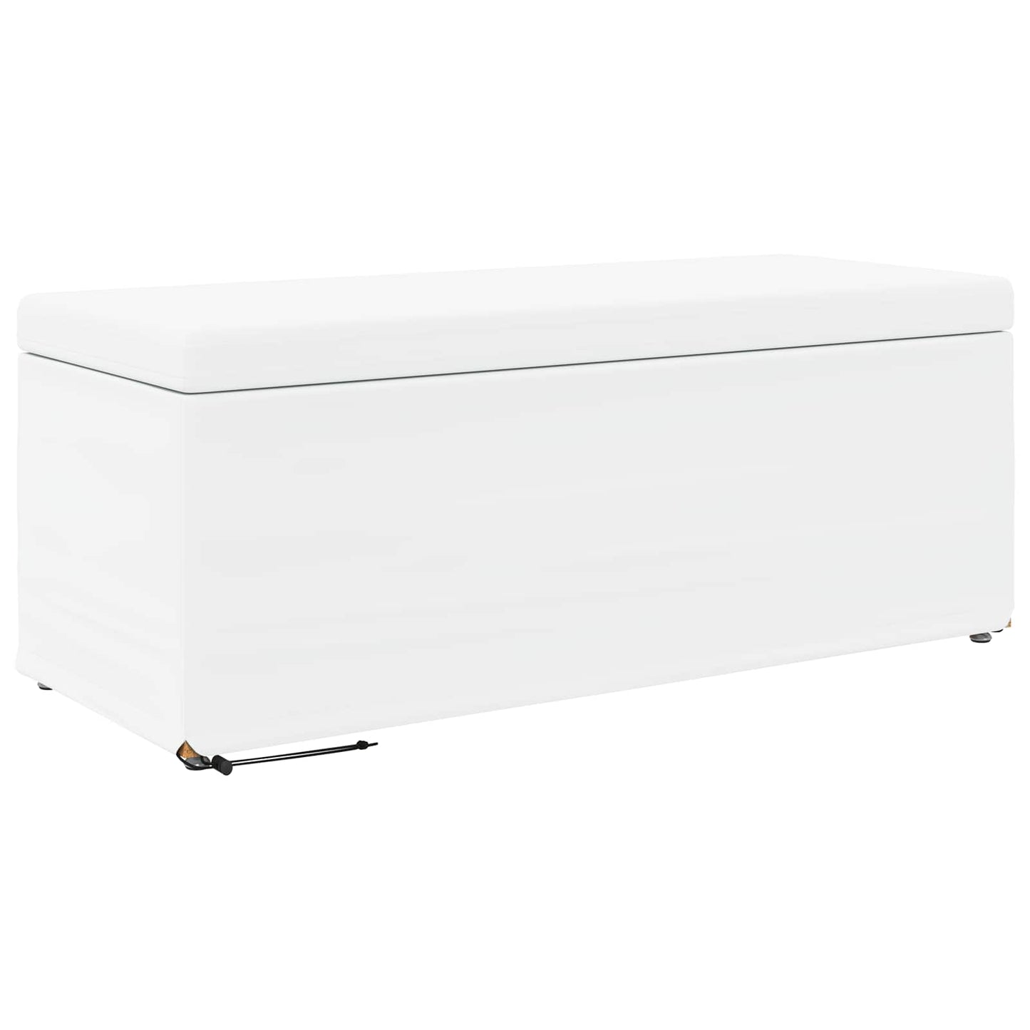 Pouf Bianco Pelle Sintetica e Legno Ingegnerizzato