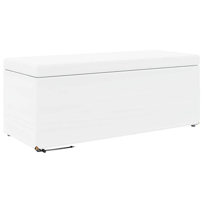 Pouf Bianco Pelle Sintetica e Legno Ingegnerizzato