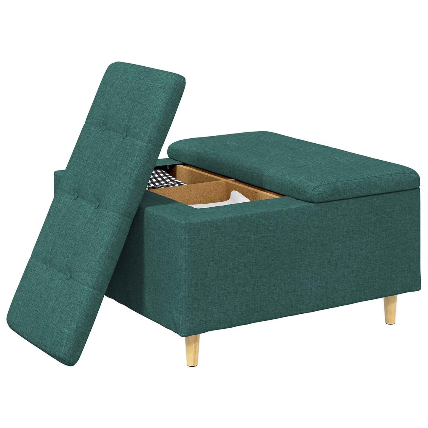 Pouf contenitore Verde Scuro 80 x 80 x 45 cm Tessuto